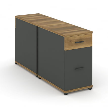 Тумба двухсторонняя опорная приставная с ящиком и распашным фасадом CONCEPT CN.DTGO-005 B/W Сандал Янтарный Антрацит_0