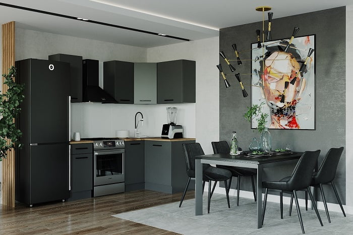 Гарнитур кухонный угловой 2000 Антрацит 2000х1200_0