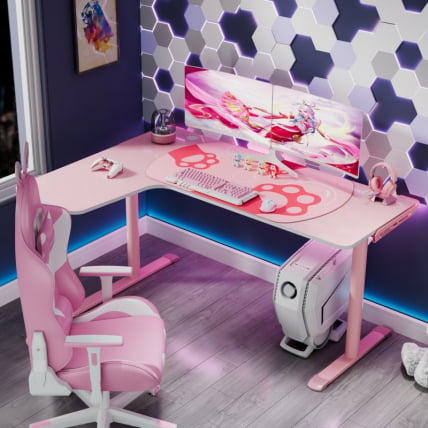 Стол письменный (для компьютера) угловой EUREKA ERK-L60L-PK-V2 (левый), розовый_11