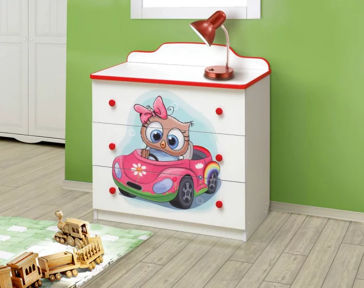 Комод №1 с фотопечатью Совята Белый_0