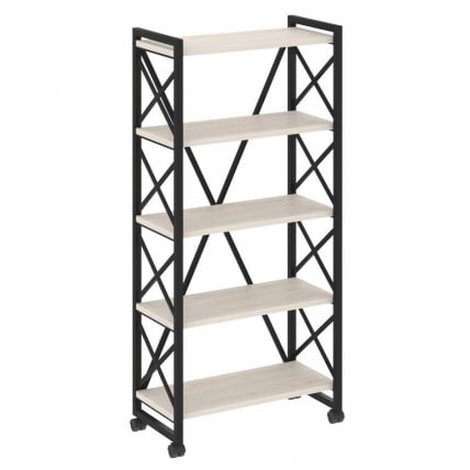 Стеллаж на колесных опорах - 5 полок LOFT VR.L-MST.K-5.8 Металл черный Денвер светлый_0