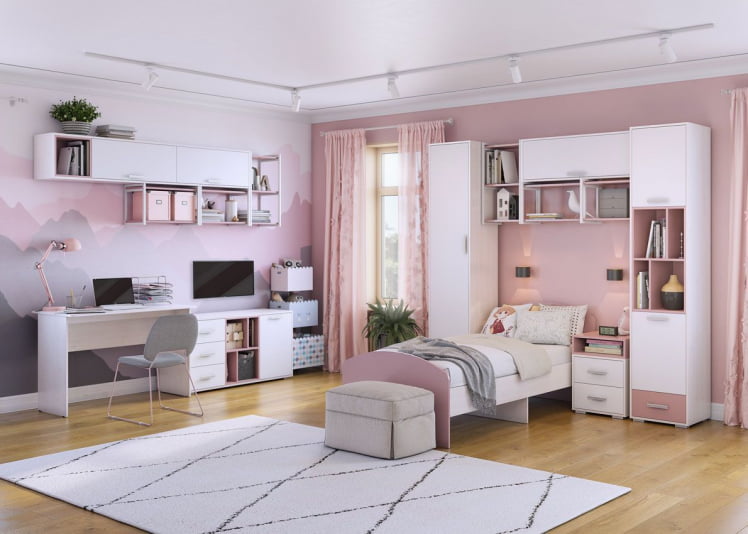 Кровать детская Лило с мягкими спинками, ясень анкор светлый/ велюр EFFECT 11_1