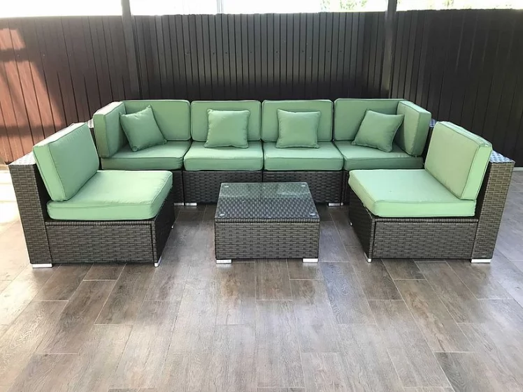 Плетеный модульный диван ЙР822БГ Бровн/Греен / YR822BG Brown/Green_3