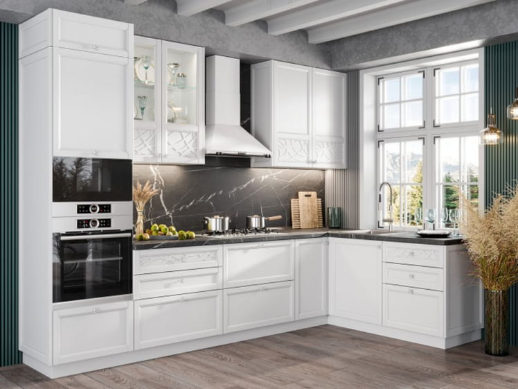 Шкаф кухонный 400 высокий со стеклом Джулия ЛД 284.420.000.026 Белый_2