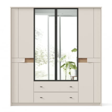 Шкаф четырехстворчатый с зеркальными дверями Нильс ЛД 423.060.000 Кашемир/Дуб Тортуга_3