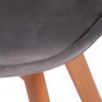 Стул TULIP SOFT (mod. 74) / 1 шт. в упаковке вельвет/дерево , 54 х 47 х 83 см , светло-серый (HLR19)/натуральный_6
