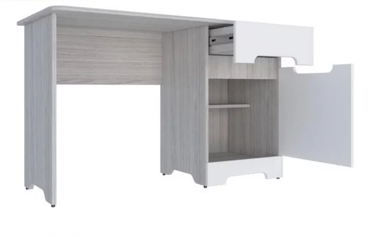 Стол Палермо-3 Юниор Ясень шимо светлый Белый глянец_1