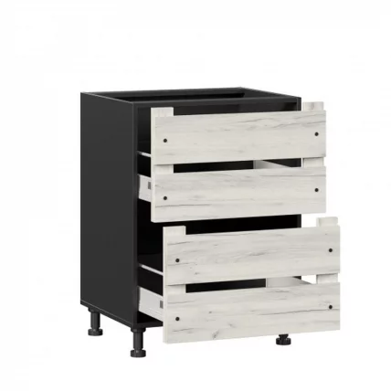 Тумба кухонная 600 с 2 ящиками ЛЮКС (4) Винченца ЛД 234.900.000.063 Тип 2 Черный Дуб Крафт белый_1