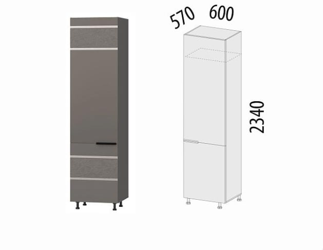 Пенал под встраиваемый холодильник Грейс 105.77 левый Оникс Кубанит_2