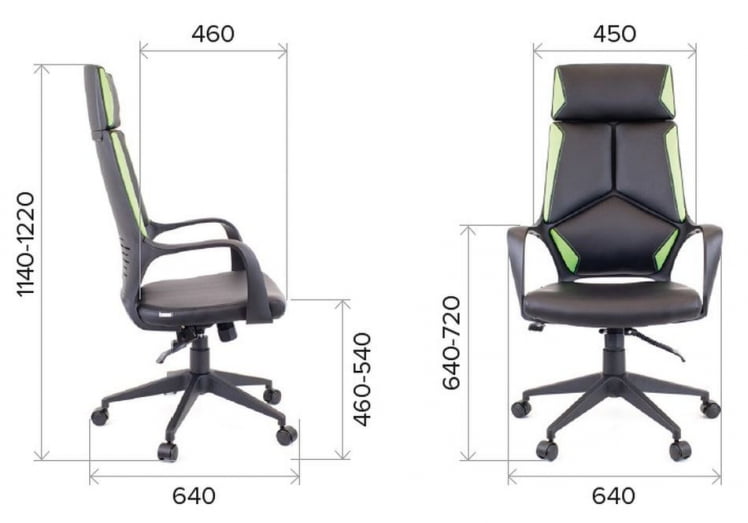 Кресло для руководителя Everprof Trio Black TМ Экокожа Черный  Зеленый_3