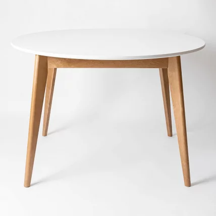 Стол обеденный Орион 100x100 Эмаль белая Морилка Орех_0