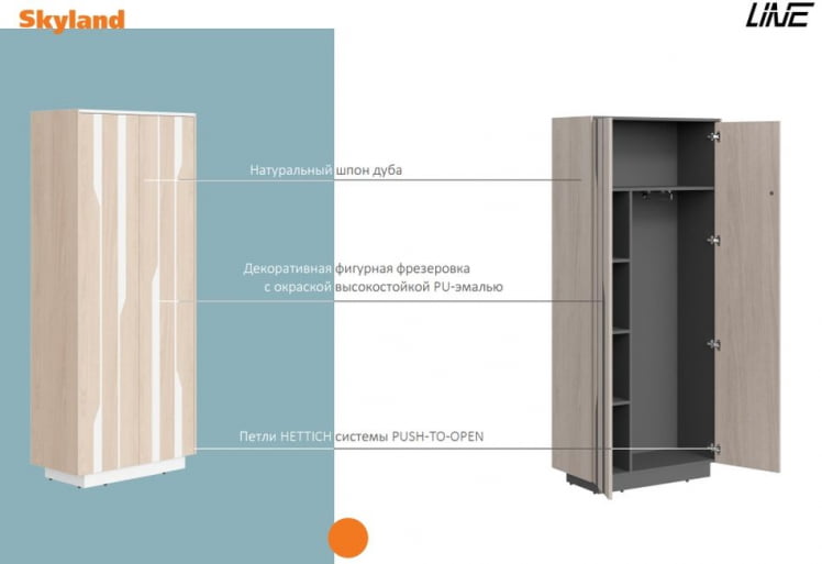 Шкаф средний Line СФ-574201 Дуб серый Черный графит_1
