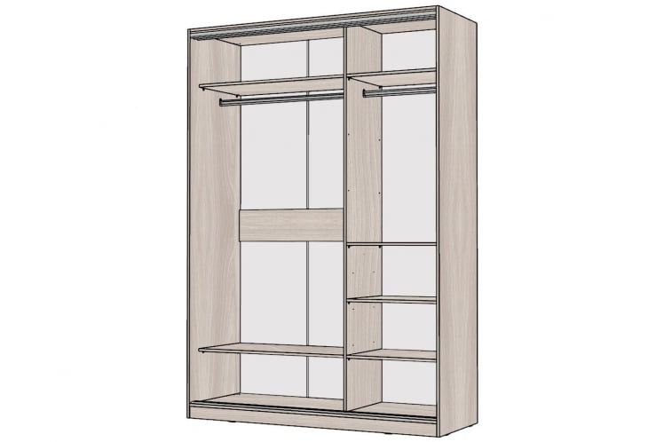 Шкаф-купе 2-х дверный Виктория 1400х584х2300, Ясень шимо светлый 14ДЛДЛ-ПШ-Яшс 310-105_1