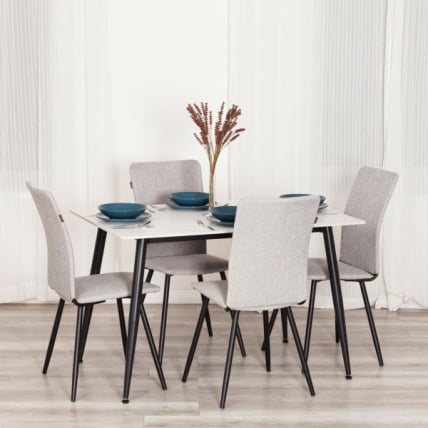 Стул обеденный La Rousse (2 шт. в упаковке) NEW, ткань рогожка, темно-серый, F68, 45х55х93 см_5