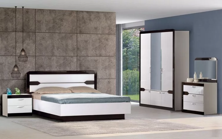 Спальня Ронда набор 1 Венге Белый глянец_0