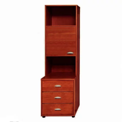 Стеллаж открытый Modul 4 с тумбой, ящиками и дверкой Яблоня_0