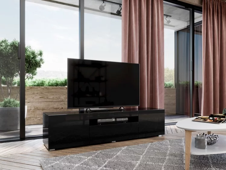 Тумба под ТВ 1600 Бруклин ЛД 685.050.000 Черный глянец_4