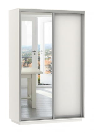 Шкаф-купе двухдверный Экспресс Дуо Медиум 1200х2400h Белый снег_0