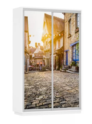 Шкаф-купе двухдверный Экспресс Дуо 1400х2200h Улица/Белый снег_0