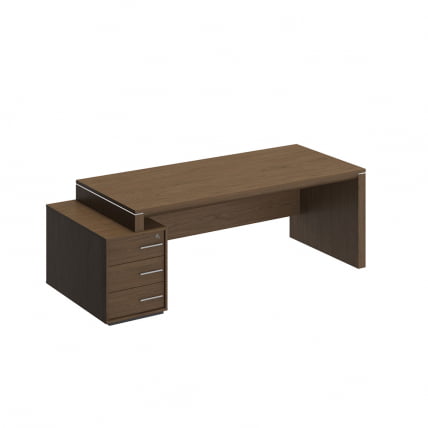Стол руководителя левый на опорной тумбе малой VELAR ВЛ 148 ДТ Дуб табачный_0