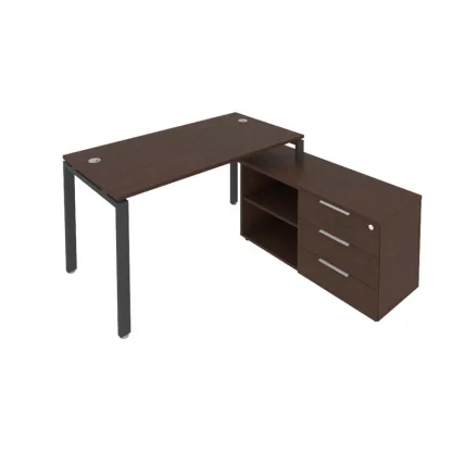 Рабочая станция на П-образном м/к с опорной тумбой правая Metal System Б.РС-СТС-2.3 Пр Венге/Антрацит_0