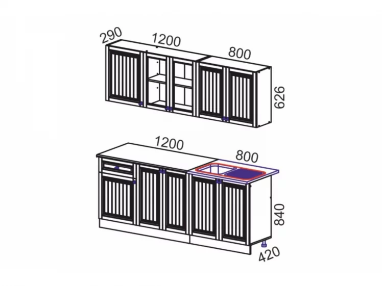 Кухня Хозяюшка 2,0 м Белый/Мускат глянец_2