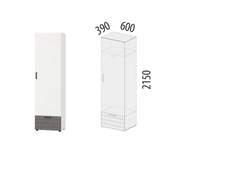 Шкаф для одежды со штангой (лев/прав) Денвер 400.01_1