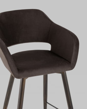 Стул барный Саймон Б велюр Темно-коричневый_7