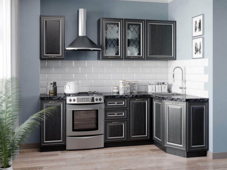 Тумба кухонная окончание 350 Италия ЛД 275.226.000 Черный Дуб темный_1