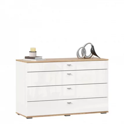 Комод 1200 с 4 ящиками и зеркалом Фиджи 011 Дуб Золотой Белый_7