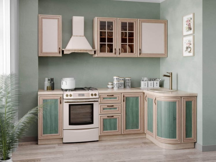 Кухонный гарнитур угловой 2400 Кантри №08 Сономе эйч светлая_0