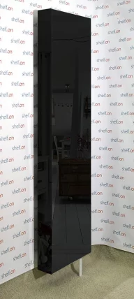 Поворотный шкаф в черном глянцевом стекле Драйв Шелф (правый) Беленый дуб_3