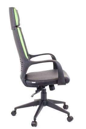 Кресло для руководителя Everprof Trio Black TМ Экокожа Черный  Зеленый_1