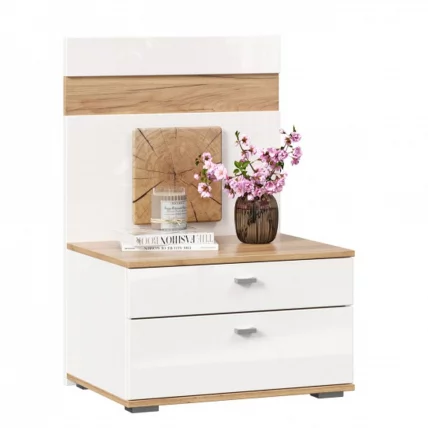 Тумба прикроватная с декоративным щитом Фиджи 014 Дуб Золотой Белый_2