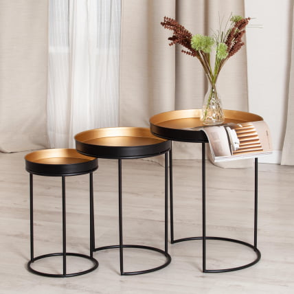 Набор столиков Secret De Maison RUNA ( mod. 11870 ) алюминиевый сплав, 30,5*30,5*48 см, черный/античная медь_12