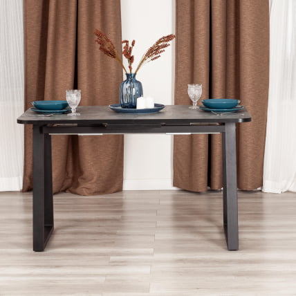 Стол MALTIDO ЛДСП/HPL/металл, 130 х 75+30 х 75 см, Гранит темный/черный_11