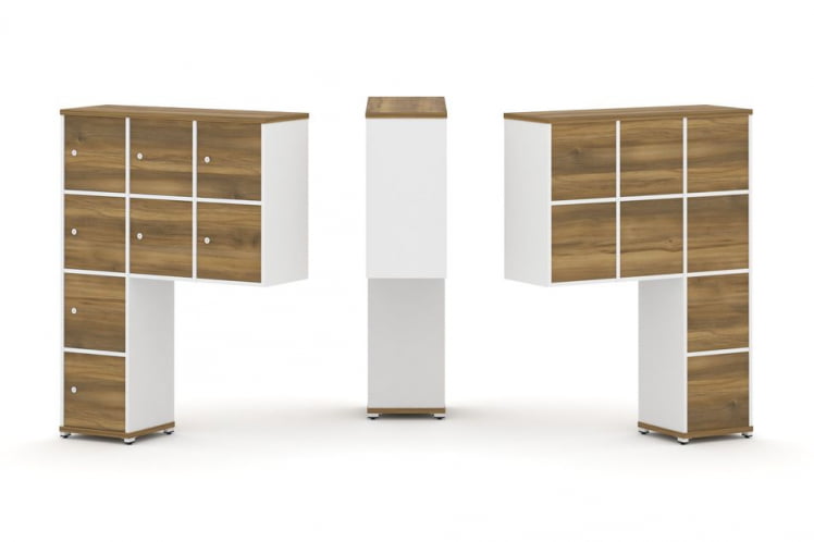 Надставка на стол высокая односторонняя + задняя стенка (8 шт.) + распашной фасад (8 шт.) CONCEPT CN.ONV-010 Сандал Янтарный Белый бриллиант Белый металл_0