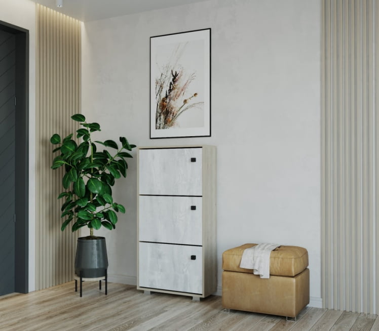 Обувница 3 без зеркала Пайн ПП10 Дуб Ривьера Бетон Пайн_0