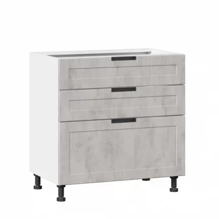 Тумба кухонная 800 с 3 ящиками ЛЮКС (4) Джамис ЛД 296.930.000.040 Белый Белый камень_0