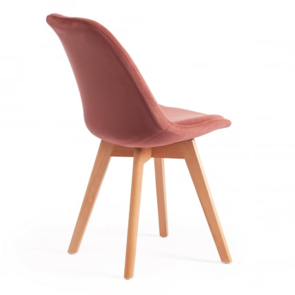 Стул TULIP SOFT (mod. 74) вельвет/дерево , 54 х 47 х 83 см , коралловый (HLR 44)/натуральный_2