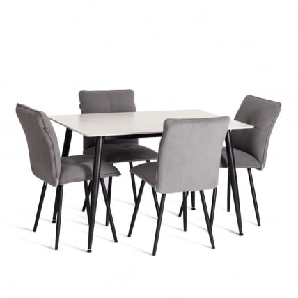 Стол обеденный Austen/Остин столешница керамика (матовая) /опоры металл, белый/черный, 120х80х75см_5