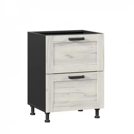 Тумба кухонная 600 с 2 ящиками (4) Винченца ЛД 234.130.000.056 Черный Дуб Крафт белый_0