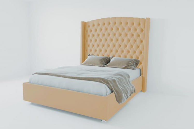 Мягкая интерьерная кровать "Берлин Люкс" без основания Материал фасада: Искусственная кожа; Спальное место: 2000х2000 мм; Цвет фасада: Бежевый; Цвет корпуса: Бежевый _0