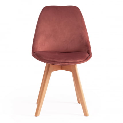Стул TULIP SOFT (mod. 74) / 1 шт. в упаковке вельвет/дерево , 54 х 47 х 83 см , коралловый (HLR 44)/натуральный_4