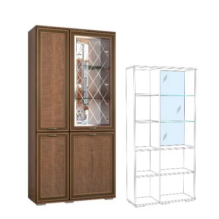 Шкаф с полками и витриной Ливорно ЛШ-6 Дуб Сонома_0