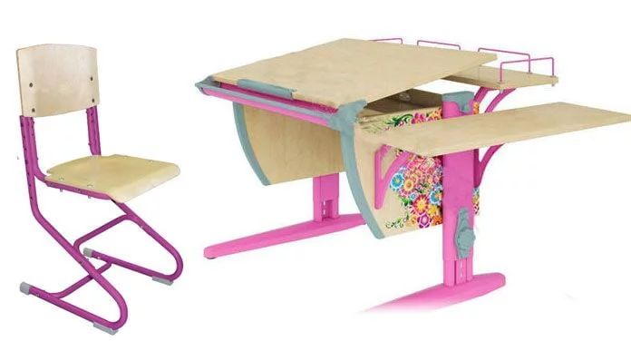 Парта трансформер Деми СУТ.14-02 с рис. + СУТ.01-01 розовый_0