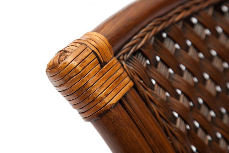 Комплект обеденный ANDREA ( стол со стеклом + 4 кресла + подушки) Pecan Washed (античн. орех), Ткань рубчик, цвет кремовый_2