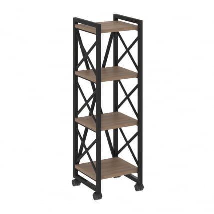 Стеллаж на колесных опорах - 4 полки LOFT  VR.L-MST.K-4.4 Металл черный Дуб Аризона_0