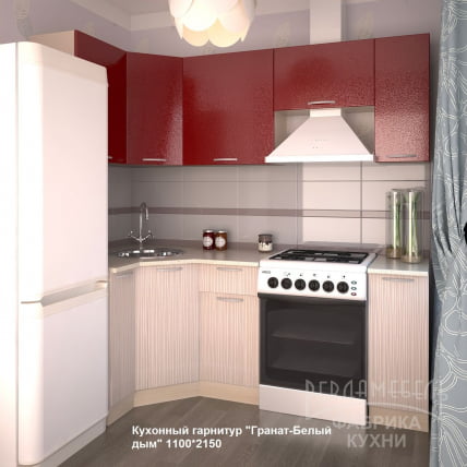 Кухонный гарнитур угловой Гранат Белый дым №2_0