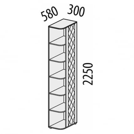 Стеллаж торцевой (лев/прав) Монако 903.17 Дуб Вотан / Белый шпон / Альпийский белый_8